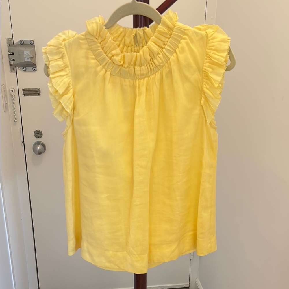 Sea New York Yellow Ruffled Blouse with Flutter Sleeves